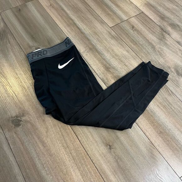 Nike Pro Black Athletic Workout Leggings Men Large Bin E-4 - Picture 1 of 4